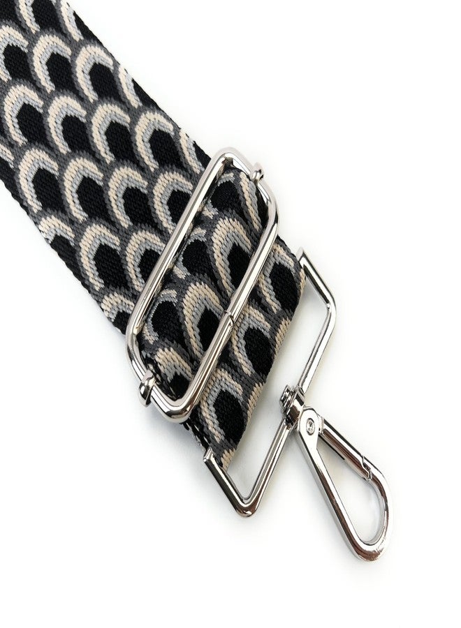 VersaKits Purse Straps Replacement Crossbody Gray Peacock Print 2 Inch Extra Wide with Silver Buckles Adjustable Shoulder Guitar Strap for Crossbody Bag Purse Handbag - Image 2